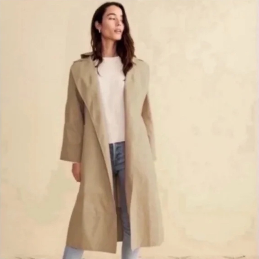 Jenni Kayne Khaki Belted Raincoat Size M Nwt